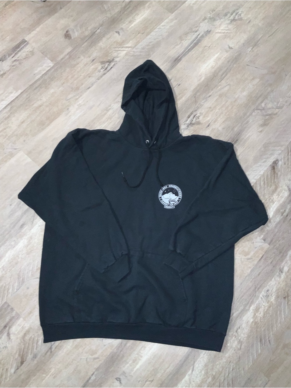 (Bin 19) Port and Company, Black Hoodie with Small Chest Emblem, Size 2XL